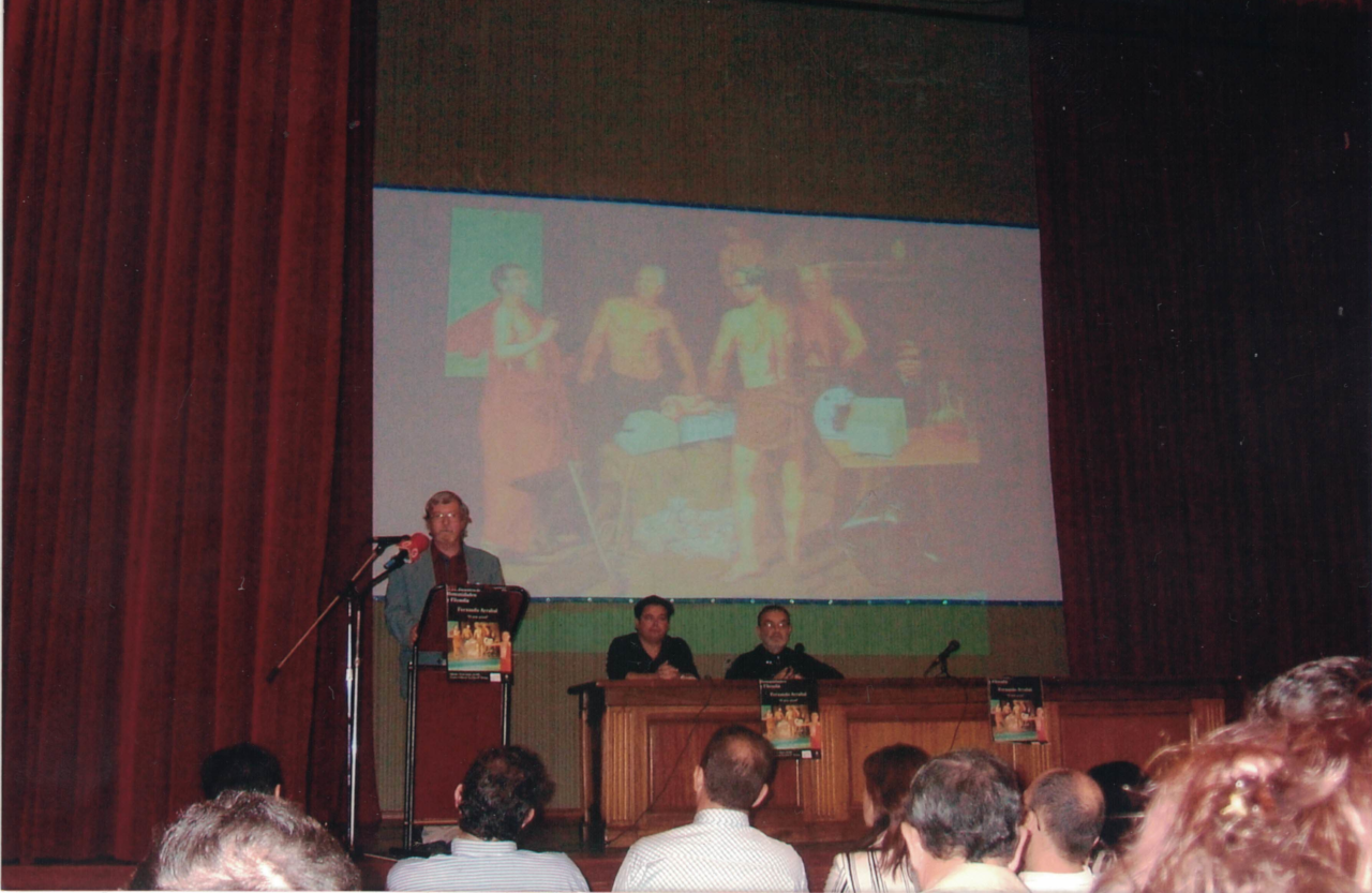 Francisco Torres Monreal, en la presetación y Anotnio Muñoz Ballesta y Fernando Arrabal